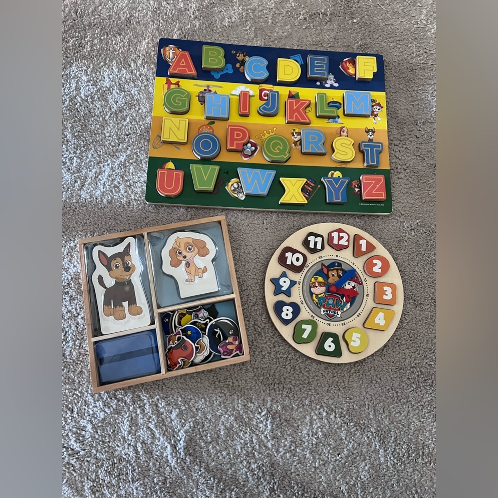 Paw Patrol Alphabet Board, Clock and Figure Dress up Playset!